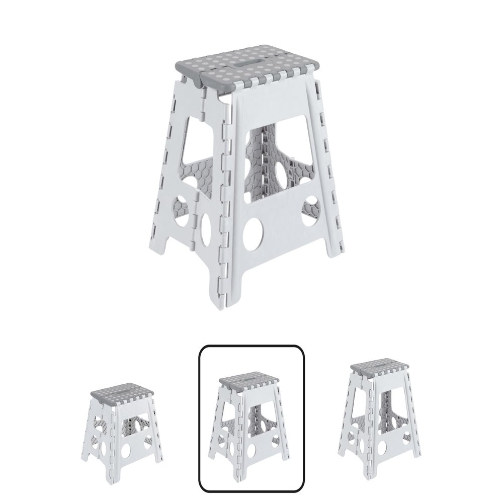 ARREGUI TB-039-GB Tabouret pliant | Marchepied pour adultes et enfants | Escabeau pliant | Tabouret marchepied enfant | Tabouret pour la cuisine, salle de bain, camping | 39 cm hauteur | Blanc et Gris