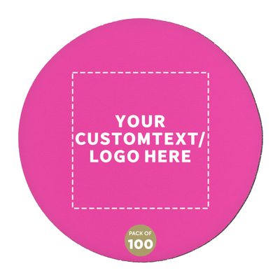 100 Round Foam Bud Coasters Pack, 4 inch - Customizable Text, Logo - PU Foam, Party Favor - Neon Pink