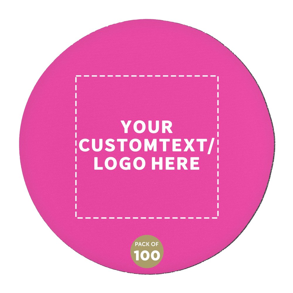 100 Round Foam Bud Coasters Pack, 4 inch - Customizable Text, Logo - PU Foam, Party Favor - Neon Pink