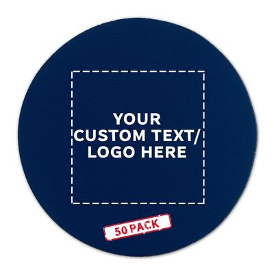50 Round Foam Bud Coasters Pack, 4 inch - Customizable Text, Logo - PU Foam, Party Favor - Navy Blue
