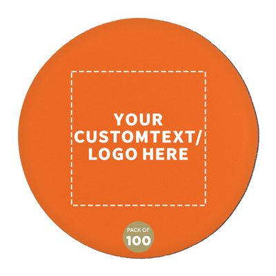 100 Round Foam Bud Coasters Pack, 4 inch - Customizable Text, Logo - PU Foam, Party Favor - Neon Orange