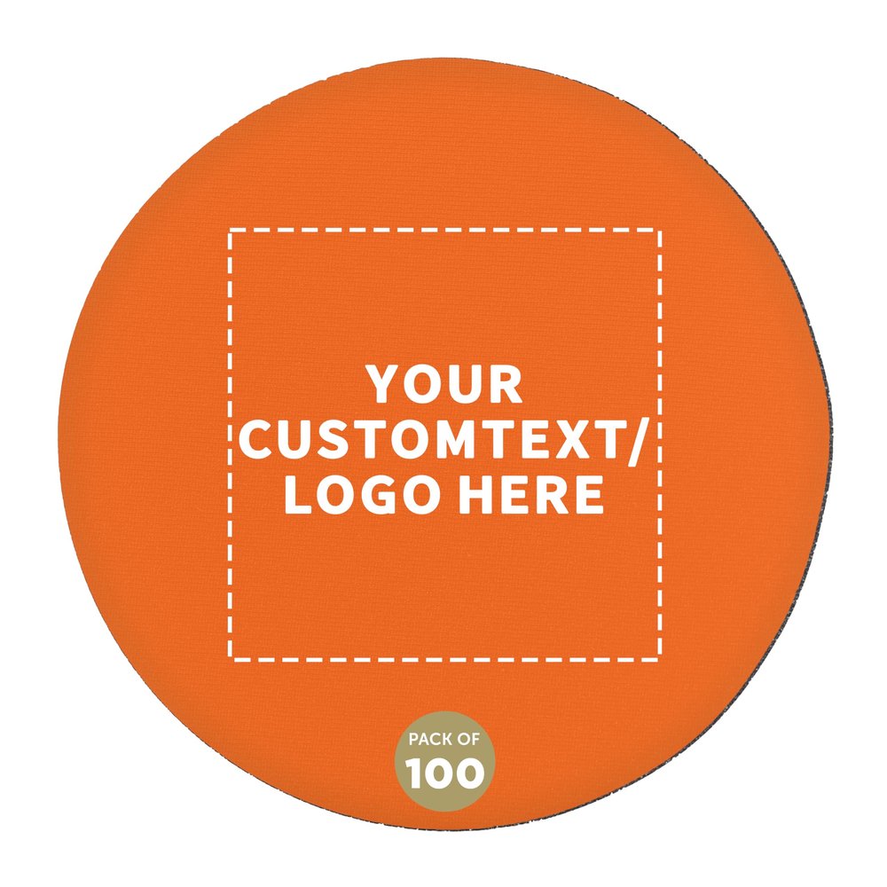 100 Round Foam Bud Coasters Pack, 4 inch - Customizable Text, Logo - PU Foam, Party Favor - Neon Orange