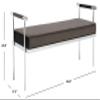 SAFAVIEH Home Collection PIM Shale Velvet/Chrome Long Rectangle Living Room Bedroom Entryway Foyer Office Hallway Upholstered Bench with Arms view 3