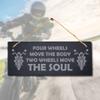 Stukk If You Want to Be Happy Bike Four Body Listening Riding Bikers Laser Hanging Shed Sign (Two Wheels Move The Soul), Natural Engraved Slate Stone Plaque, 30x12cm (Large) view 1