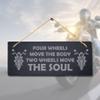 Stukk If You Want to Be Happy Bike Four Body Listening Riding Bikers Laser Hanging Shed Sign (Two Wheels Move The Soul), Natural Engraved Slate Stone Plaque, 30x12cm (Large) view 2