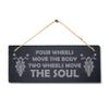 Stukk If You Want to Be Happy Bike Four Body Listening Riding Bikers Laser Hanging Shed Sign (Two Wheels Move The Soul), Natural Engraved Slate Stone Plaque, 30x12cm (Large) view 3