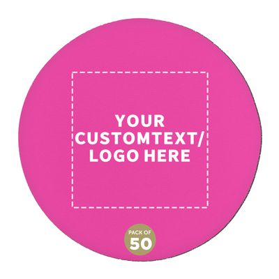 50 Round Foam Bud Coasters Pack, 4 inch - Customizable Text, Logo - PU Foam, Party Favor - Neon Pink