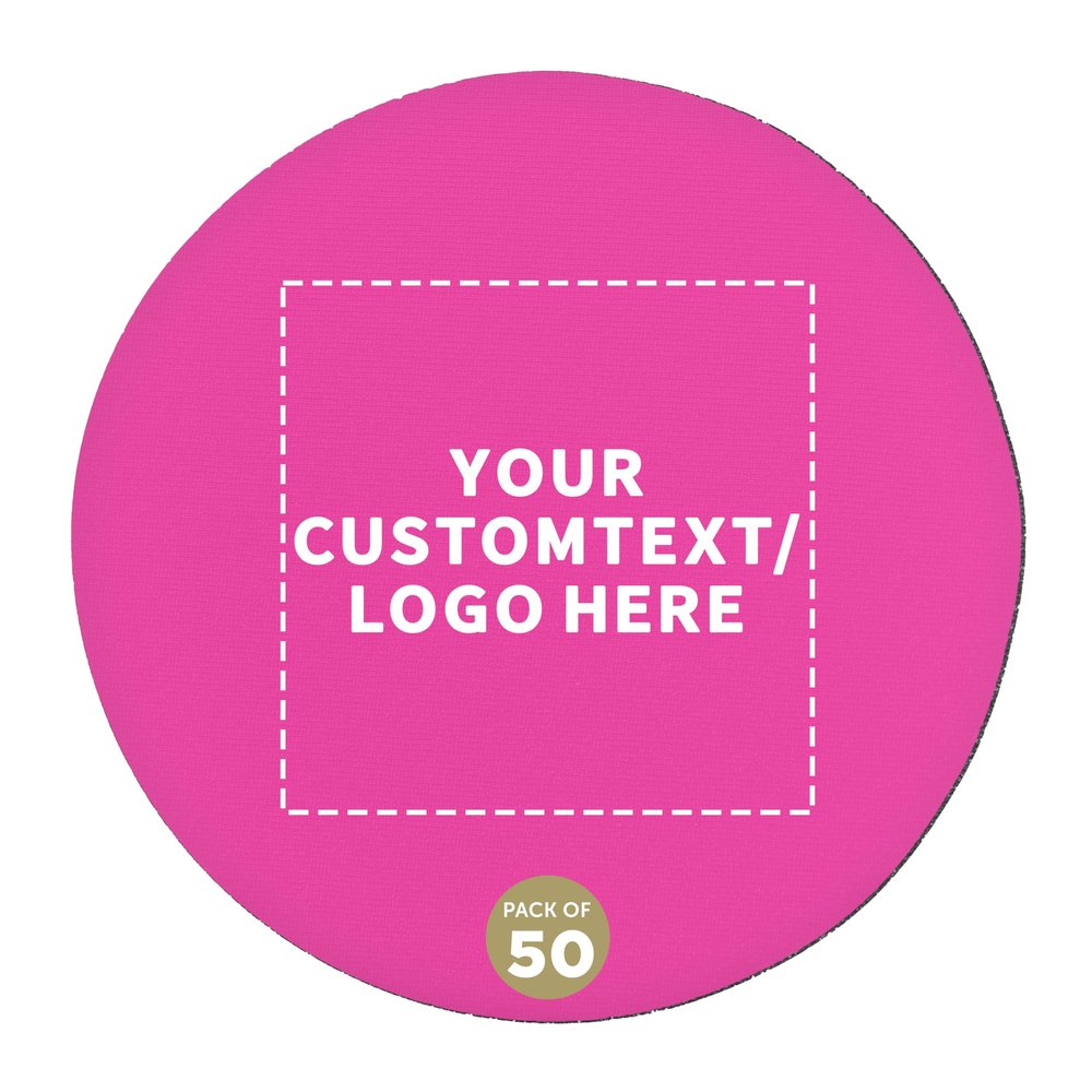 50 Round Foam Bud Coasters Pack, 4 inch - Customizable Text, Logo - PU Foam, Party Favor - Neon Pink