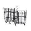 Deco 79 Metal Decorative and Functional Storage Basket Wire Grid Basket Organizer with Wheels and Handles, Set of 2 Basket for Storage 25", 22"H, Black view 1