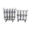 Deco 79 Metal Decorative and Functional Storage Basket Wire Grid Basket Organizer with Wheels and Handles, Set of 2 Basket for Storage 25", 22"H, Black view 3