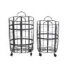 Deco 79 Metal Decorative and Functional Storage Basket Wire Grid Basket Organizer with Wheels and Handles, Set of 2 Basket for Storage 25", 22"H, Black view 4