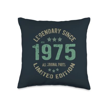 51 Year Old Bday Legend Since 1975 - Vintage 51st Birthday Throw Pillow