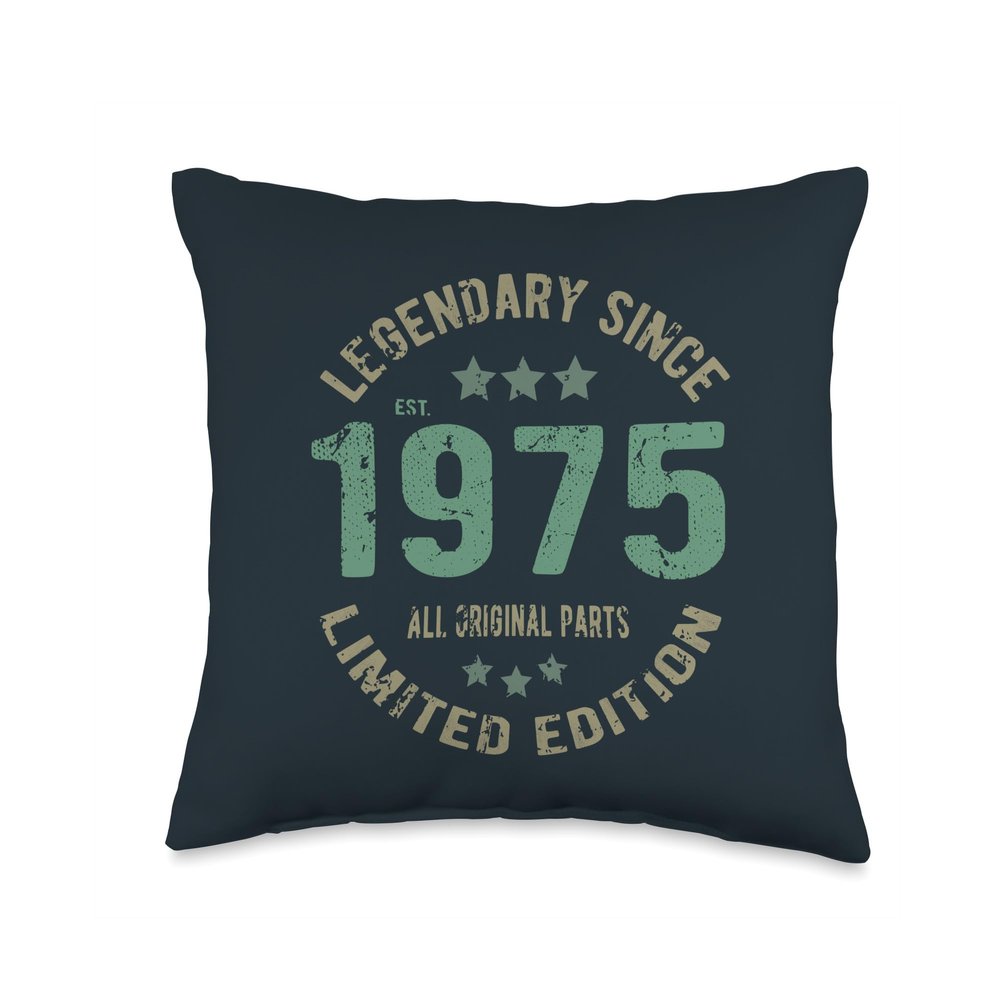 51 Year Old Bday Legend Since 1975 - Vintage 51st Birthday Throw Pillow