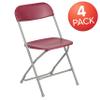 BizChair Folding Chair - Red Plastic - 4 Pack 650LB Weight Capacity Comfortable Event Chair - Lightweight Folding Chair view 3