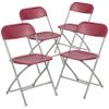 BizChair Folding Chair - Red Plastic - 4 Pack 650LB Weight Capacity Comfortable Event Chair - Lightweight Folding Chair view 4