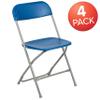 BizChair Folding Chair - Blue Plastic - 4 Pack 650LB Weight Capacity Comfortable Event Chair - Lightweight Folding Chair view 3