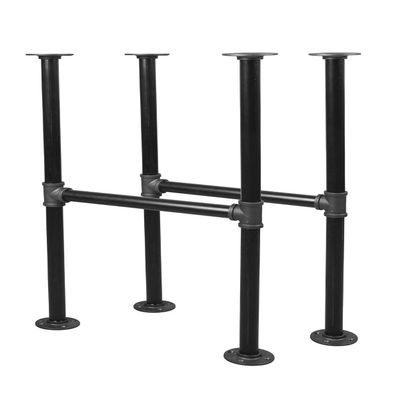 Niubid 28'' x 14'' H-Shape Industrial Pipe Table Leg Set - Iron Base LegsCoffee & End Tables, Desks, Nightstand - Vintage, Mid-Century Modern Aesthetic - Dark Grey Black Rough Pipes