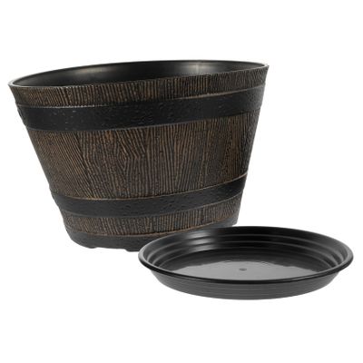 Hemoton Unique Plant Pot Imitation Wooden Barrel Planter Large Flowerpot for Succulents Decor