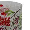 8" Hand Painted Christmas Cardinal and Pine Flameless Glass Christmas Candle Holder view 4