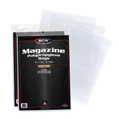 BCW Thick Magazine Bags - Pack of 200 | Acid-Free, Clear Polypropylene Sleeves for Archival-Quality Storage of Collectible Magazines | Protect and Showcase Your Valuable Comic Book Collection