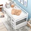 Twin Over Twin Bed, Solid Wood Low Bunk Bed with Guard Rail and Built-in Ladder for Kids and Teens, Can be Separable, No Box Spring Needed (White) view 3