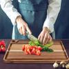 AZRHOM Large Acacia Wood Cutting Board for Kitchen, Butcher Block for Meat and Cheese, Chopping Board with Hanging Hole and Groove 18x12 Inch view 3