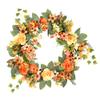 1pc Garland Decoration Daisies Wreath Floral Hoop Wreath Summer Floral Wedding Decorative Simulated Leaves Garland Wedding Door Hanging Rose Wooden Baby view 1