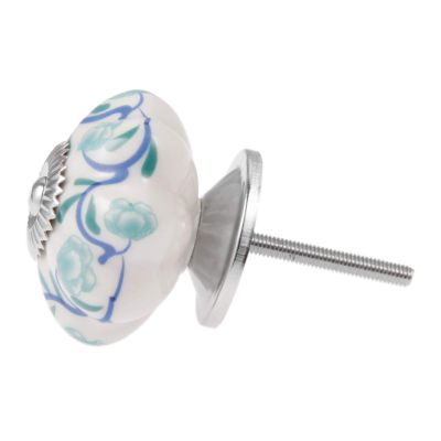 YUNSI Creative Handles 1pc Vintage Flower Ceramic Knob Dresser Door Knobs Zinc Alloy Base Kitchen Furniture Handle Cabinet Drawer Pulls Home Decor Hardware Handle(D)