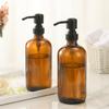 AmazerBath Amber Glass Soap Dispenser, 2 Pack Soap Dispenser Set with Stainless Steel Pump, Vintage Liquid Brown Soap Dispensers Bottle, 17 Oz Dish Soap and Hand Soap Dispensers for Bathroom Kitchen view 2