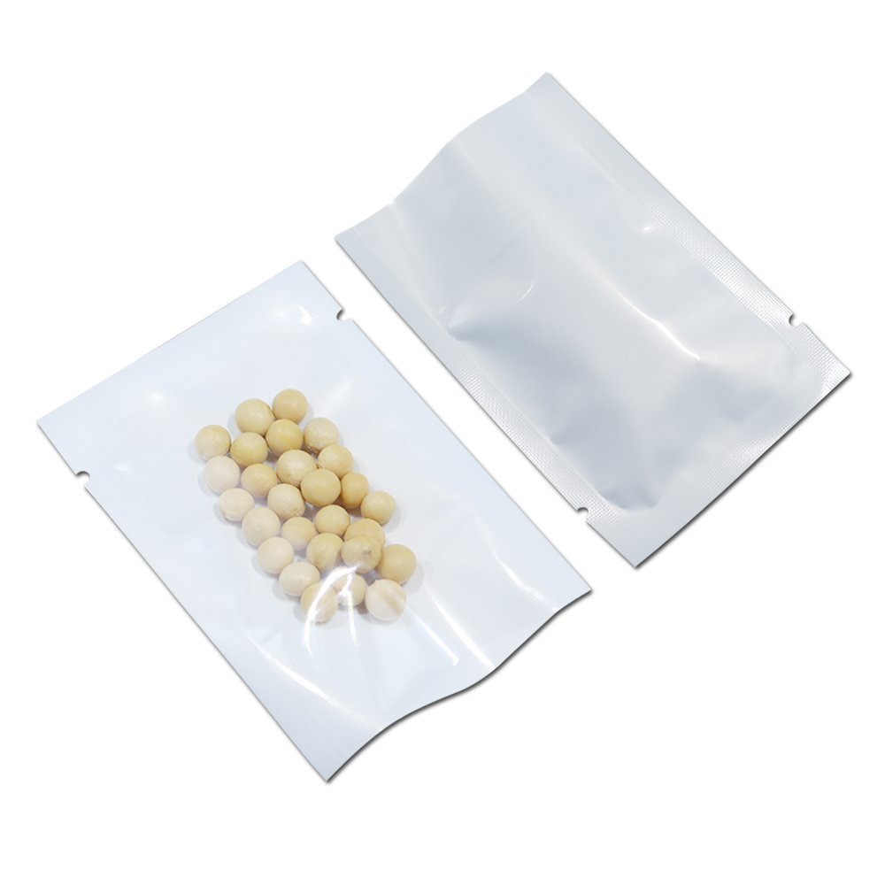 PABCK 300 Pack 3.9x5.9 inch (Usable Size 3.5x5.7 inch) White Clear Front Open Top 2.8mil Plastic Vacuum Pouch Heat Sealable Bags for Food Storage Packets Mini Sample with Tear Notches