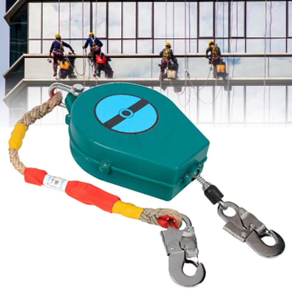 HNFDU Self Retracting Lifeline 10m, High-Altitude Fall Arrester for Roofing Construction Personal Fall Arrest Protection, Locking Snap Hook Shock Absorber