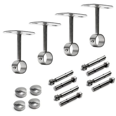 Yinpecly Ceiling-Mount Bracket, Wardrobe Pipe Bracket, 3.15" Dia, Shower Curtain Closet Wardrobe Rod Lever Support Holder Pipe Flange Socket 4pcs(3.94" Height)