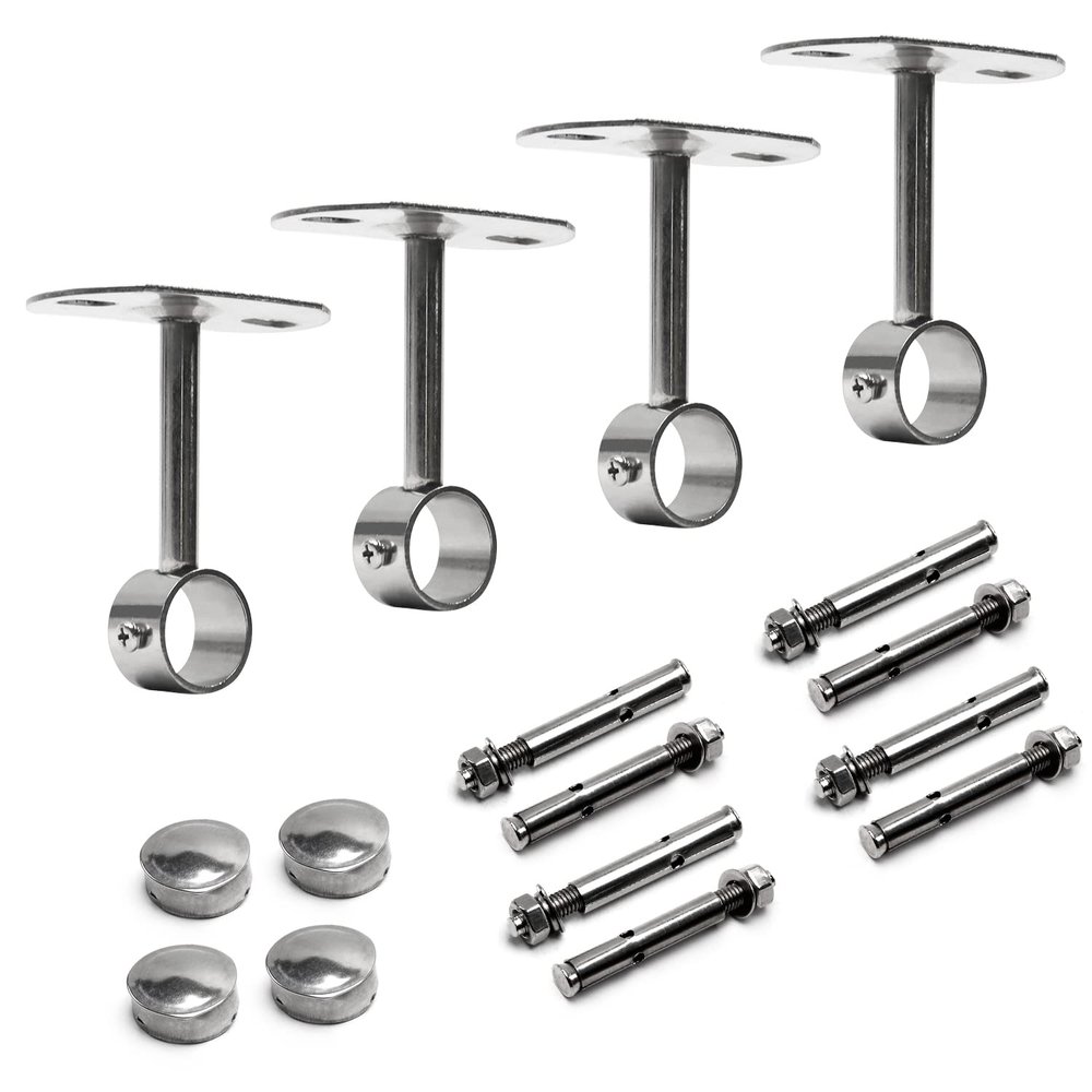 Yinpecly Ceiling-Mount Bracket, Wardrobe Pipe Bracket, 3.15" Dia, Shower Curtain Closet Wardrobe Rod Lever Support Holder Pipe Flange Socket 4pcs(3.94" Height)