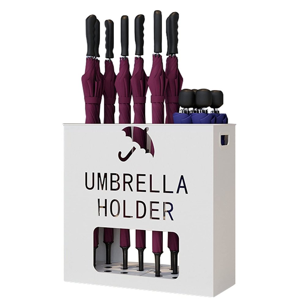 Umbrella Racks White Iron Umbrella Stand Holder, Modern Umbrella Stand Holder for Hotel Office Entrance, Large Capacity Umbrella Basket with Drip Tray (Size : 361341cm)