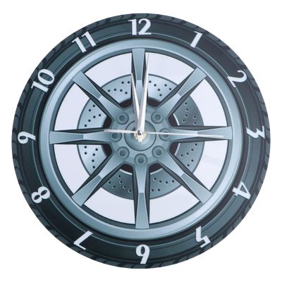 Wakauto Garage Wall Clocks Tire Rim Clock Silent Rubber Gear Decorative Clock 3D Wheel Shaped Wall Clock for Automotive Mechanic Shop Man Cave Car Enthusiasts Boys Bedroom