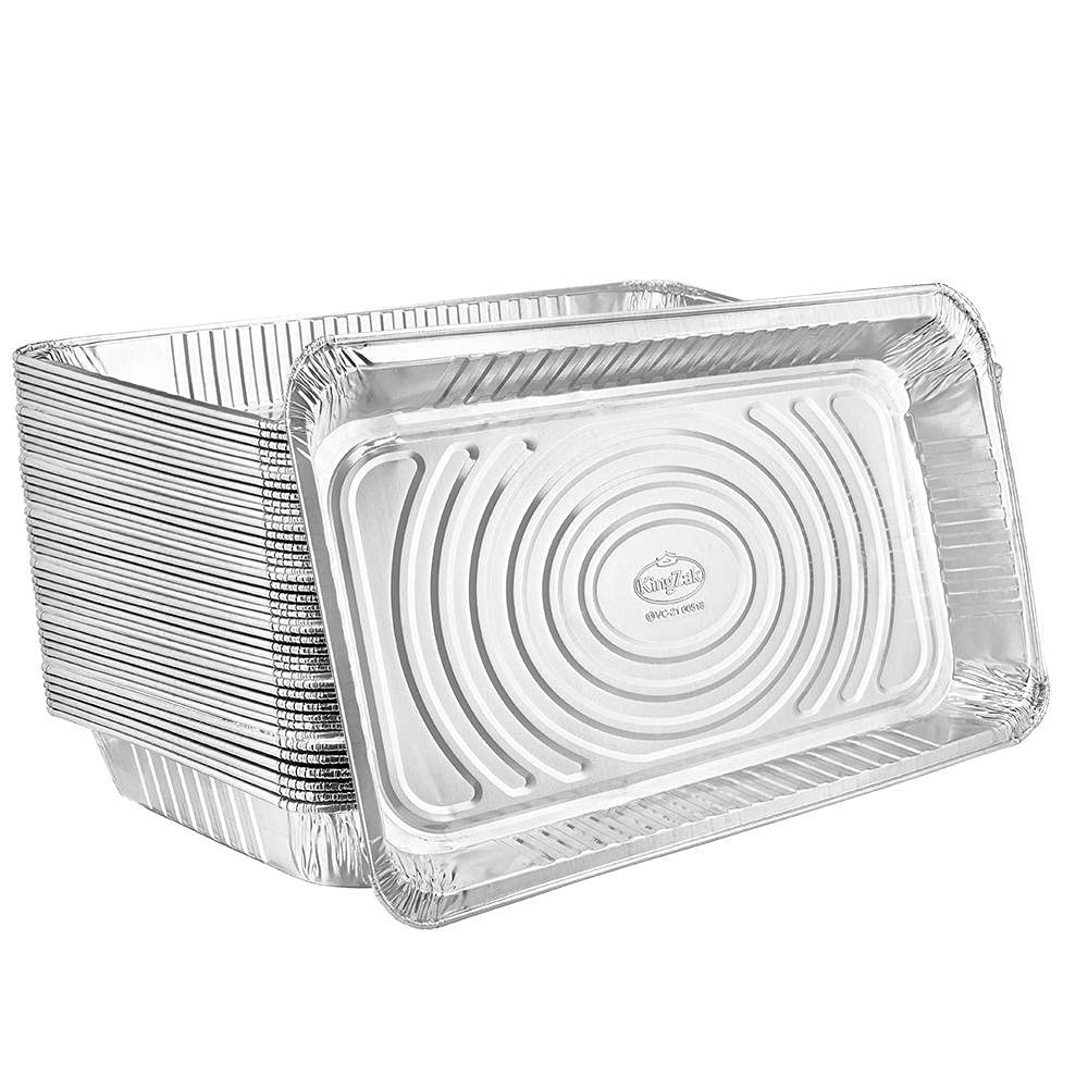 Aluminum Pans Full Size, Large Disposable Roasting & Baking Pan, 21"x13" Deep Foil Pans (50 Pack) Extra Heavy Duty Chafing Trays for Hotels, Restaurants, Caterers, Steam Table, Buffets & Bakeware