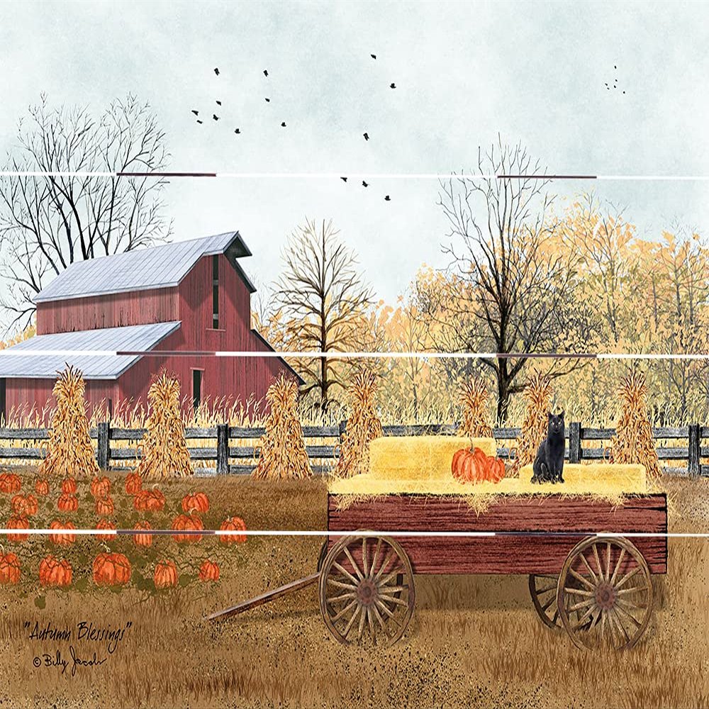 "Autumn Blessings" Wooden Rustic Pallet Art Wall Hanging, 9"X12" Decorative Plaque