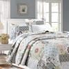 Cozy Line Home Fashions Modern Floral Gray Yellow Coral Aqua Blue Microfiber Reversible Bedding Quilt Set, Coverlet, Bedspread with Dcor Pillows (Moorea, Queen - 6 Piece) view 1