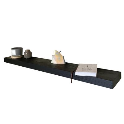 joelsantiques 60 Inch Wooden Floating Shelves for Wall - 60x8x2 in - Made of Natural Wood - Long Wall Shelves for Bedroom - Perfect for Living Room, Kitchen - Made in USA - Black