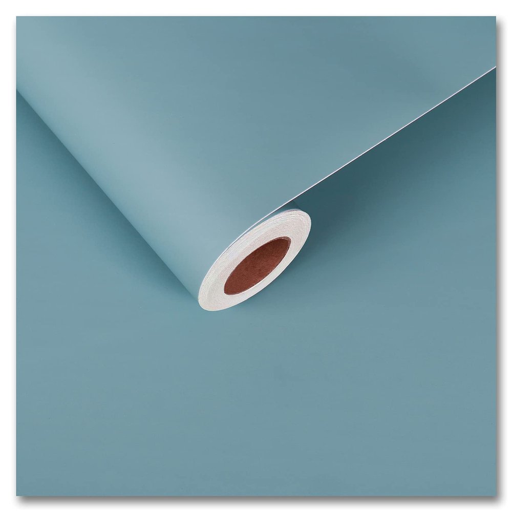 CRE8TIVE Thickened Ocean Blue Wallpaper Peel and Stick 24"x118" Self Adhesive Removable Light Blue Contact Paper Waterproof Decorative Vinyl Film for Bedroom Bathroom Countertops Cabinets Drawer Walls