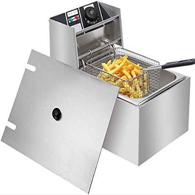 HomeLoft Basics Electric Deep Fryer, Stainless Steel Tabletop Large Capacity Frying Machine for Kitchen Business Allowed to Fry Chicken, French Fries (6L)