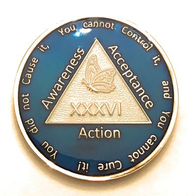 36 Year Al-Anon Medallion - Al-Anon Blue, Tri-Plate Medallion, Chip, Coin, Token