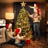 Christmas Star Tree Topper, Plug in 3D Star Tree Topper, 11Golden Glittered Metal Hollow Designed Built-in 10 Bulbs String Lights for Christmas Tree Decorations view 2