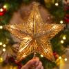 Christmas Star Tree Topper, Plug in 3D Star Tree Topper, 11Golden Glittered Metal Hollow Designed Built-in 10 Bulbs String Lights for Christmas Tree Decorations view 4