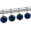 Navy Blue, Curtain Hooks Rings Set of 12 Shower Hooks for Curtain Rustproof Decorative Shower Rings for Bathroom view 2