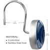 Navy Blue, Curtain Hooks Rings Set of 12 Shower Hooks for Curtain Rustproof Decorative Shower Rings for Bathroom view 3