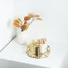 Feyarl Small Gold Glass Perfume Tray Jewelry Trinket Organizer Tray Ornate Vanity Cosmetic Makeup Display Decorative Tray for Home Decor Dresser Tabletop Countertop (7inch) view 3