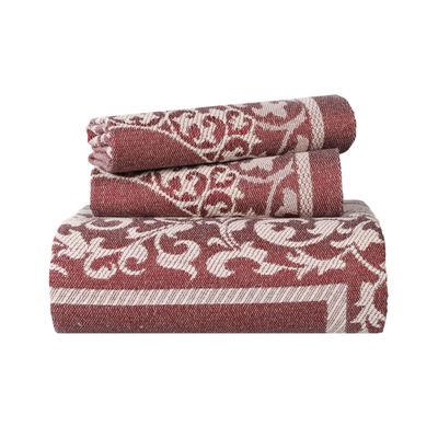 Superior Cotton Blend Bedspread Set, Includes Oversized Bedspread and 2 Matching Pillow Shams, Light Weight Blanket, Bedding Decor, Jacquard Vintage Floral Mandala, Lyron Collection - King, Berry Red