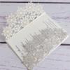 50sets Christmas Snowflake invitations snow Flower Laser Cut Wedding Invitation Card custom white Lace Invites with Envelope & Inner Paper (Gliter Silver), 18*12.5CM view 4