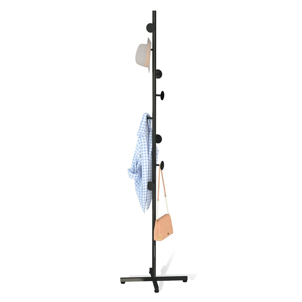 CLSYO Coat Rack Freestanding, Black Coat Tree With 8 Hooks Metal Coat Stand for Entryway,Hallway, Bedroom, Office for Coats, Hanging Clothes, Jacket, Hats, Bags